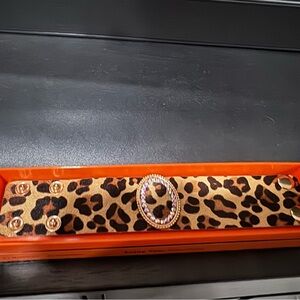Leopard Print Bracelet with Gold Accents